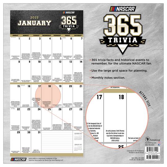 TF Publishing 2023 Nascar 365 Wall Calendar | Michaels TF Publishing 2023 Nascar 365 Wall Calendar | Michaels